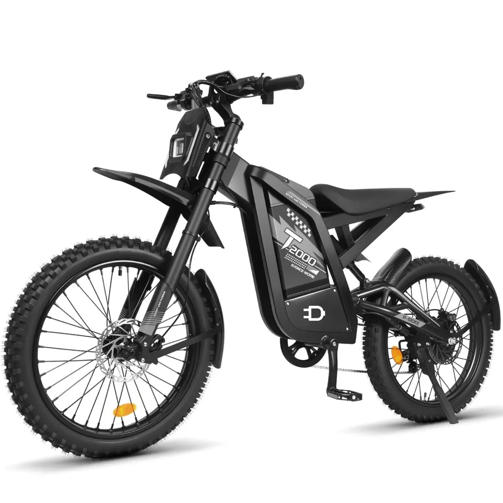GT2000 skinny fatbike grijs zijaanzicht – crossmotor uitstraling met 24 inch wielen en Shimano 7