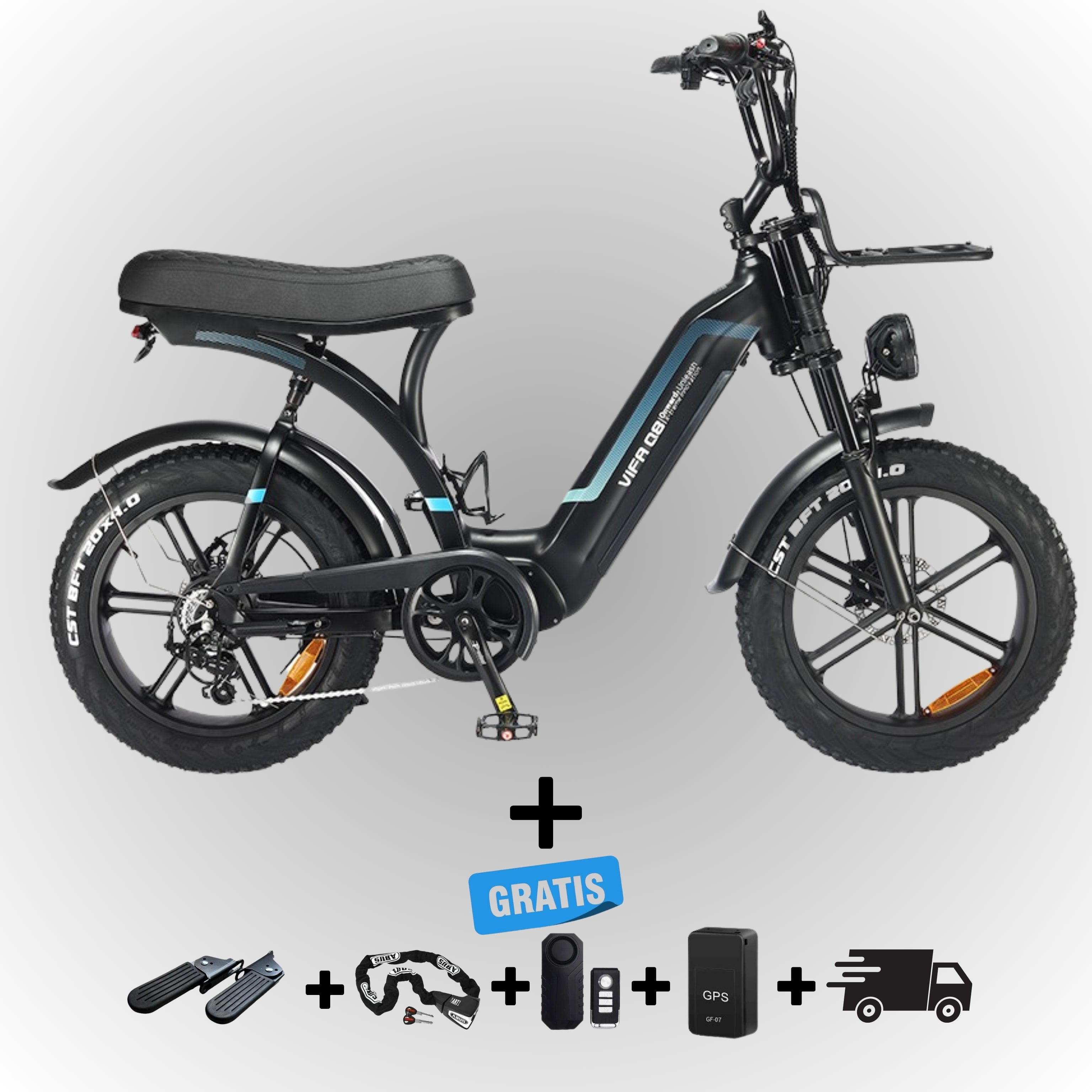 Elektrische fatbike 250W Dowe Q8 met lage instap