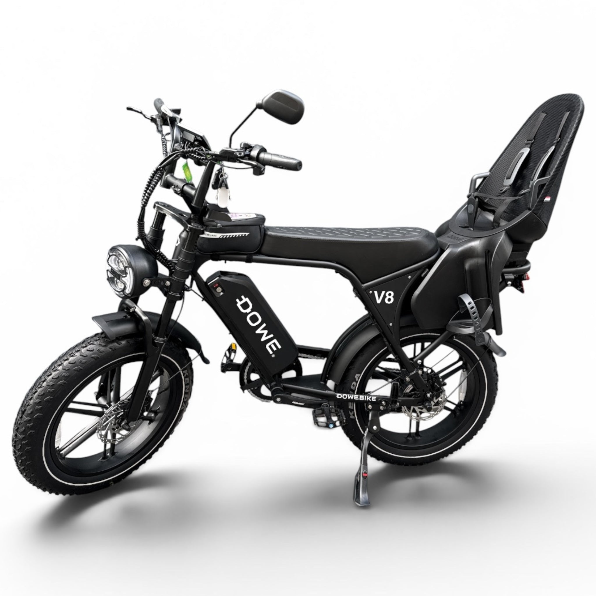 DOWE V8 2026 Fatbike Elektrisch – Zwart | NFC | 25 km/u E-Bike Compleet Uitgerust + Gratis Accessoires + Kinderzitje