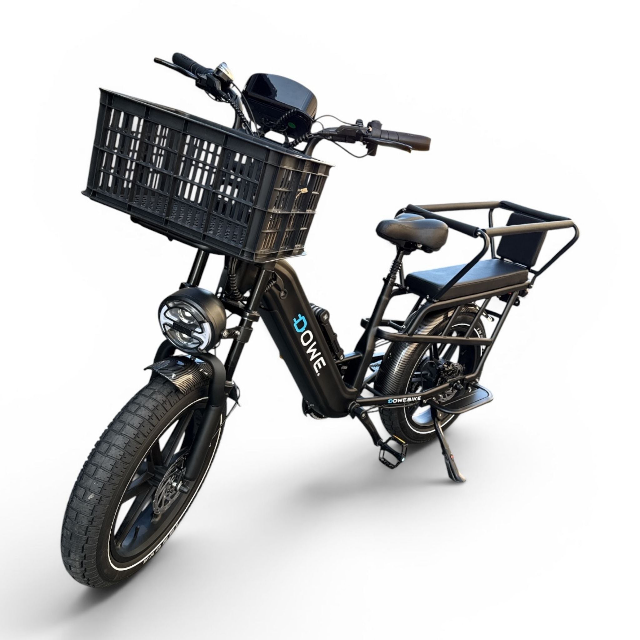 Dowe Lantir X1 Longtail Fatbike – Elektrische Cargo E-Bike met 20x4 Banden & Ingebouwde Accu & Inclusief 2 kinderzitjes