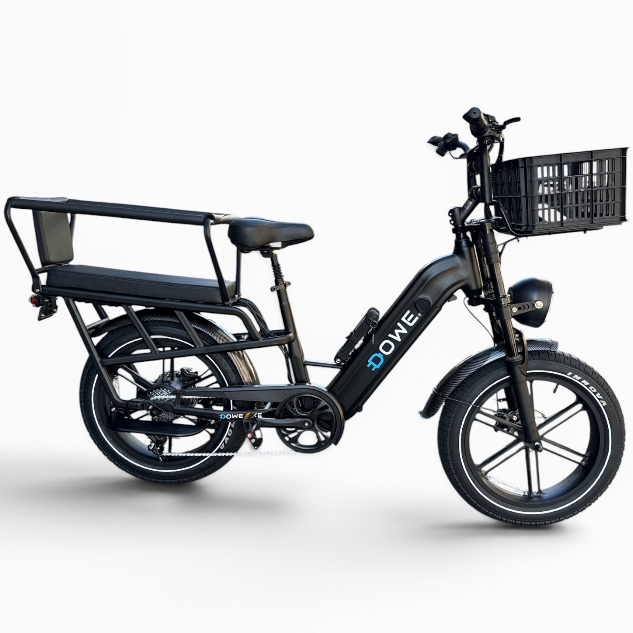 Dowe Lantir X1 Longtail Fatbike – Elektrische Cargo E-Bike met 20x4 Banden & Ingebouwde Accu