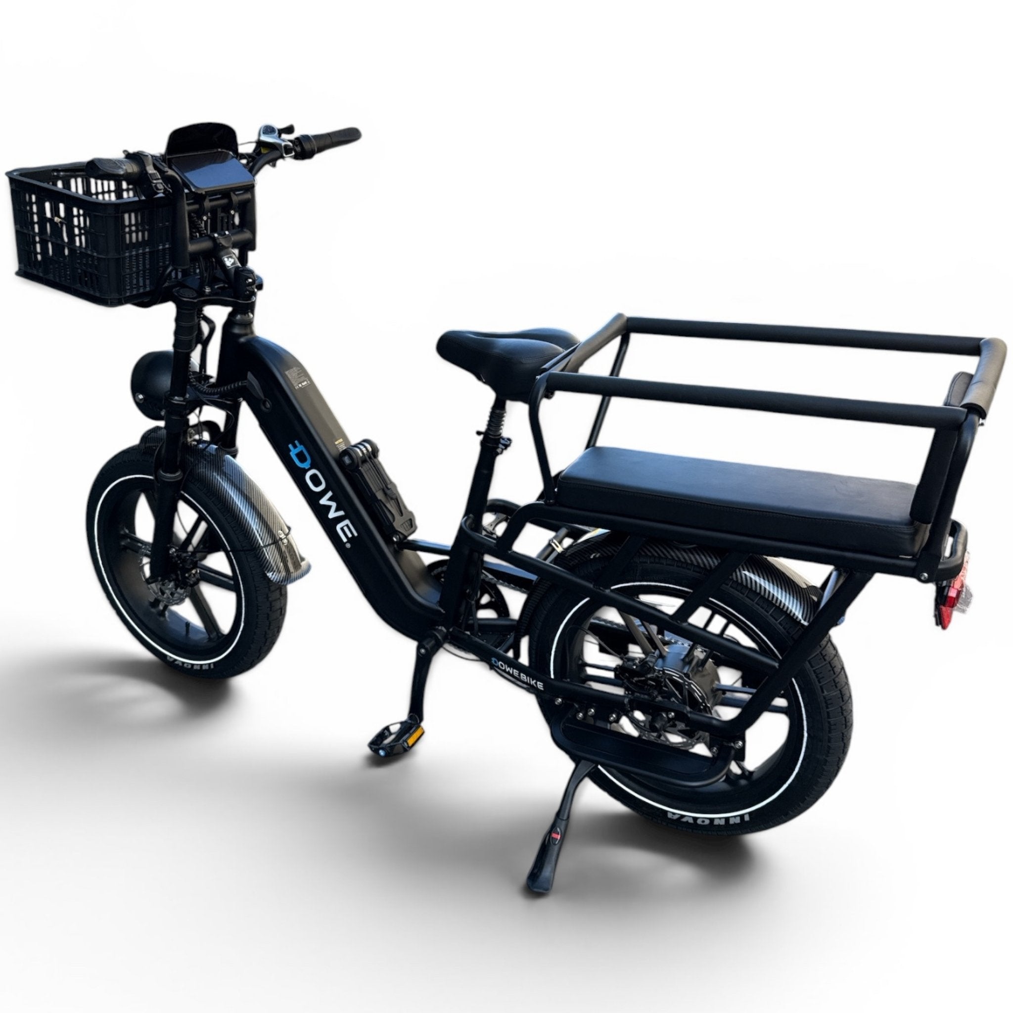 Dowe Lantir X1 Longtail Fatbike – Elektrische Cargo E-Bike met 20x4 Banden & Ingebouwde Accu & Inclusief 2 kinderzitjes