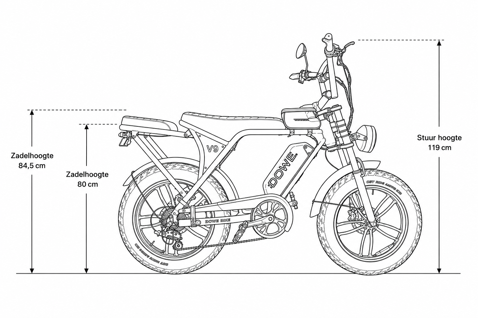 Dowe V9 Elektrische Fatbike met Kinderzitje voor & Achter - Mokka | Family Fatbike tot 6 jaar (22 kg) (Copy)