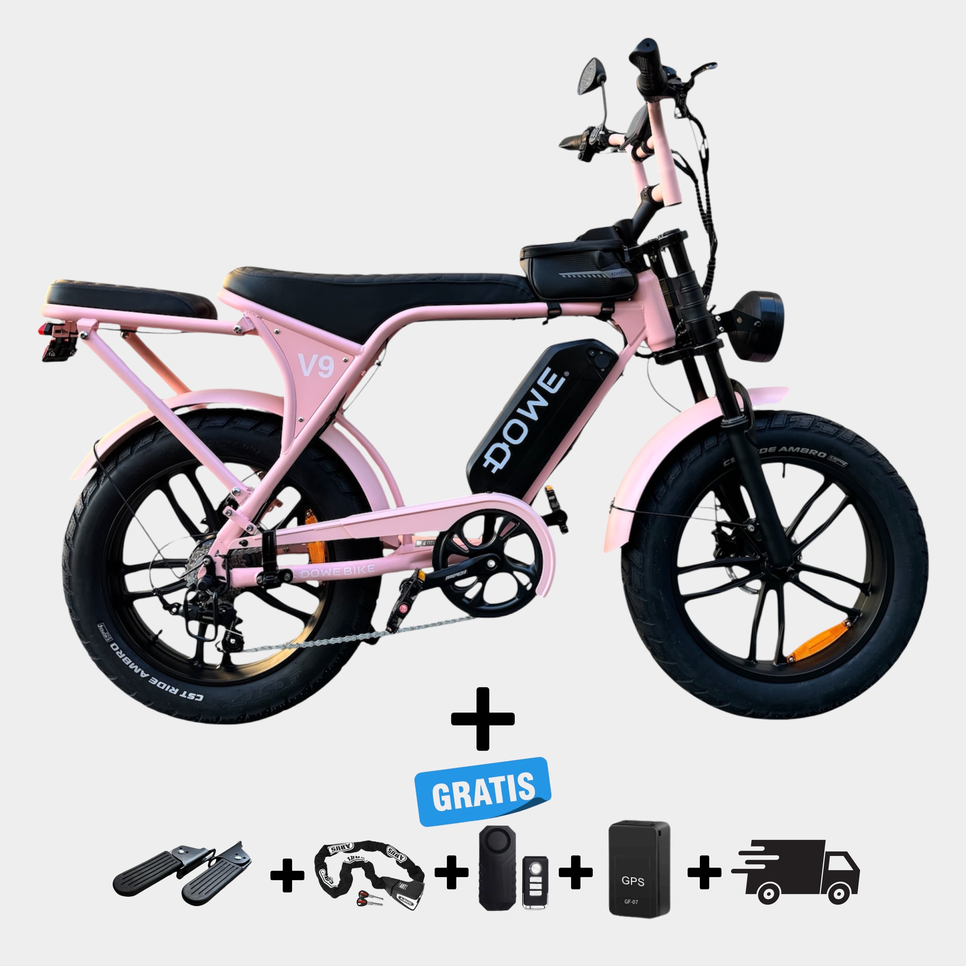 Elektrische fatbike 250W Dowe V9 voor stedelijk gebruik