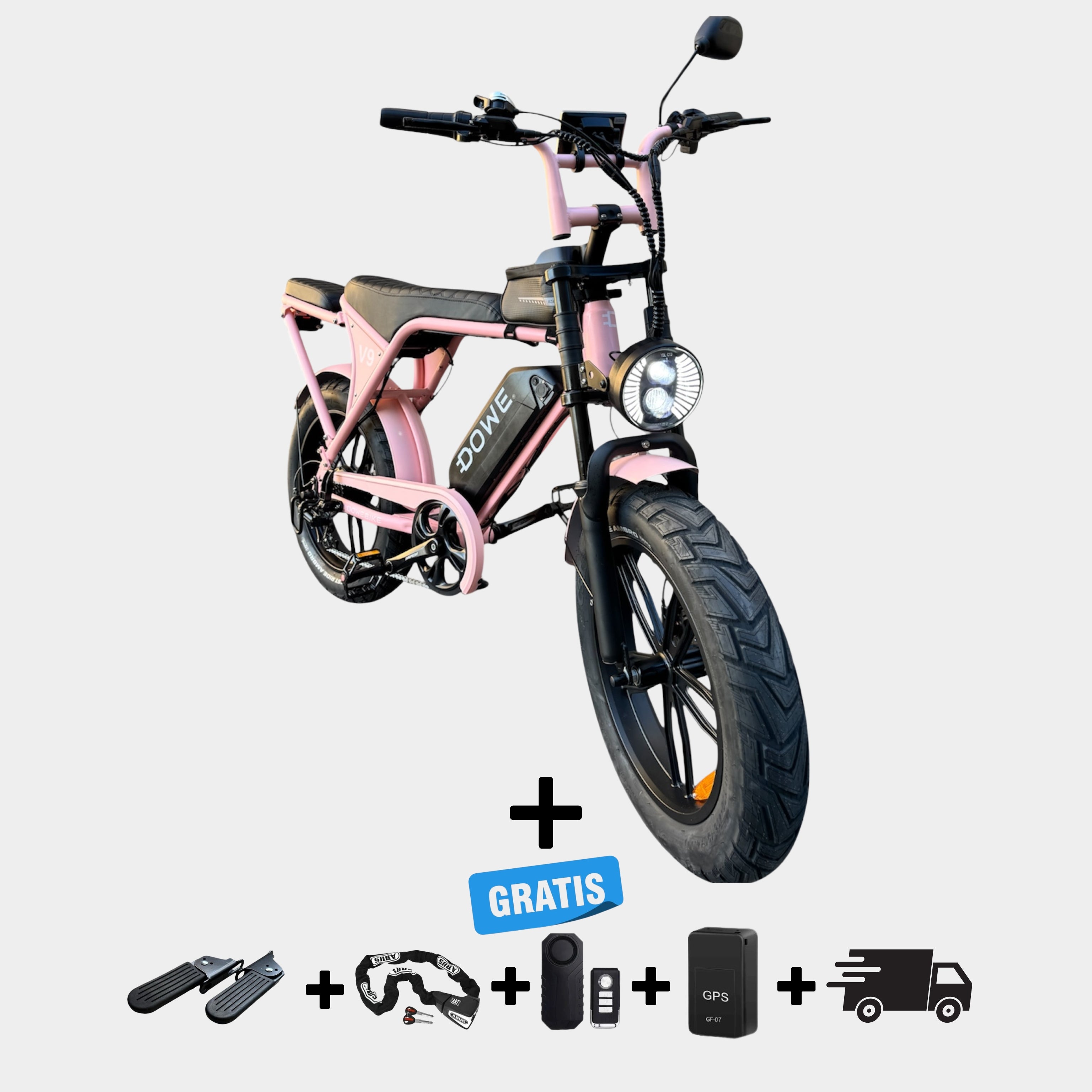 Elektrische fatbike 250W Dowe V9 voor stedelijk gebruik